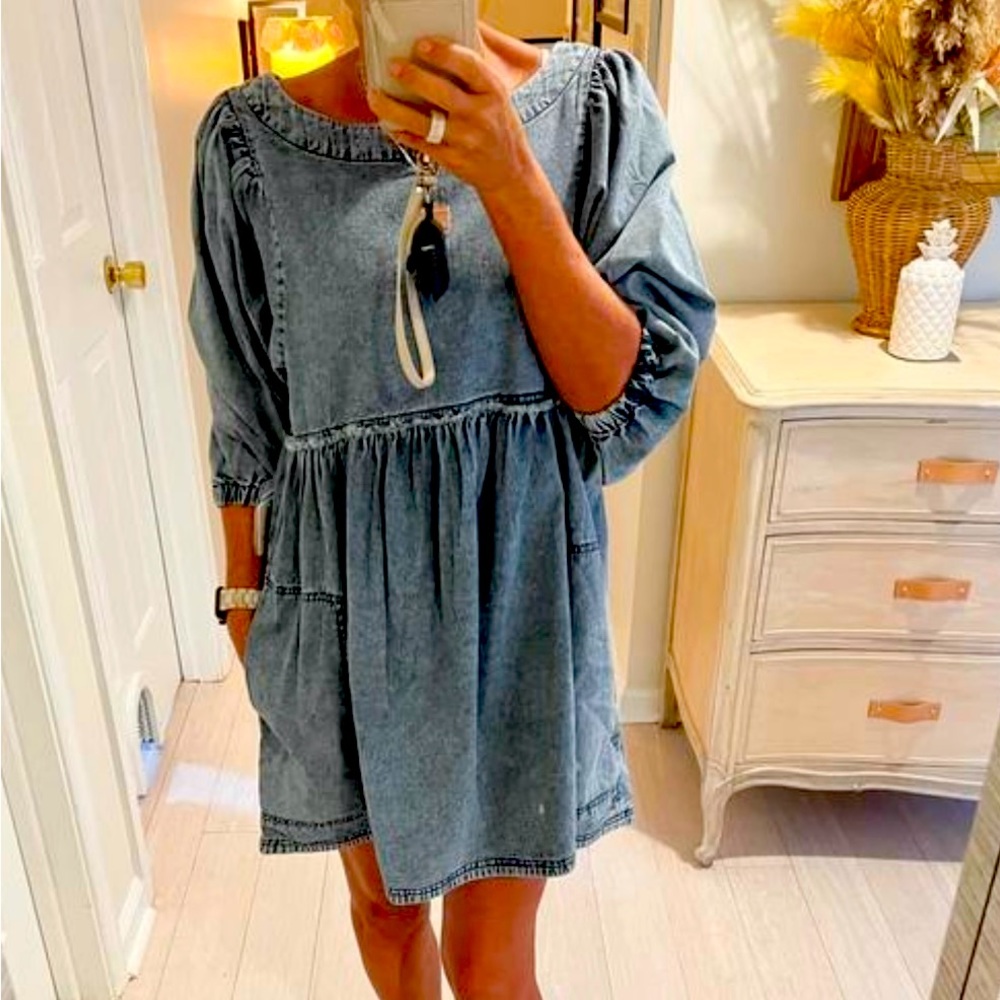 Free Prople “Get Obsessed Denim Mini Dress”